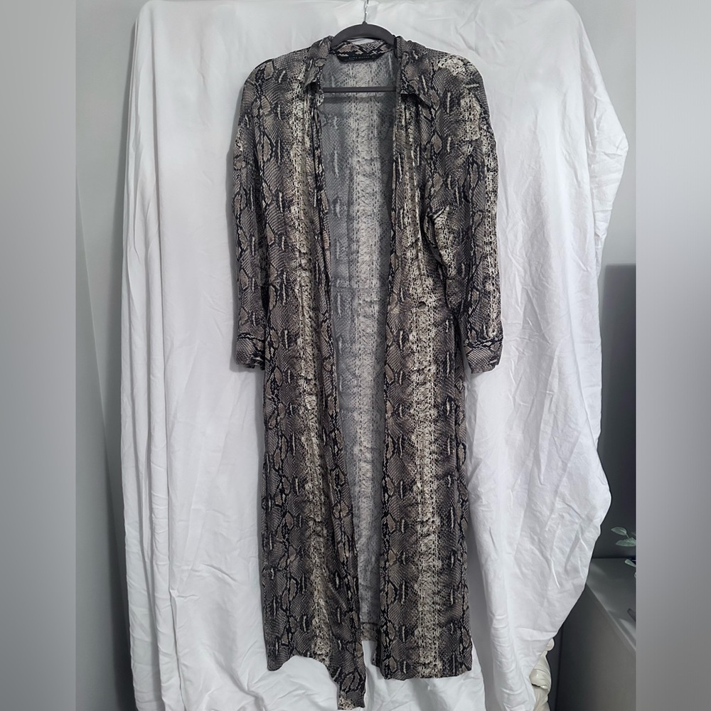 ZARA snakeskin duster blazer. Large